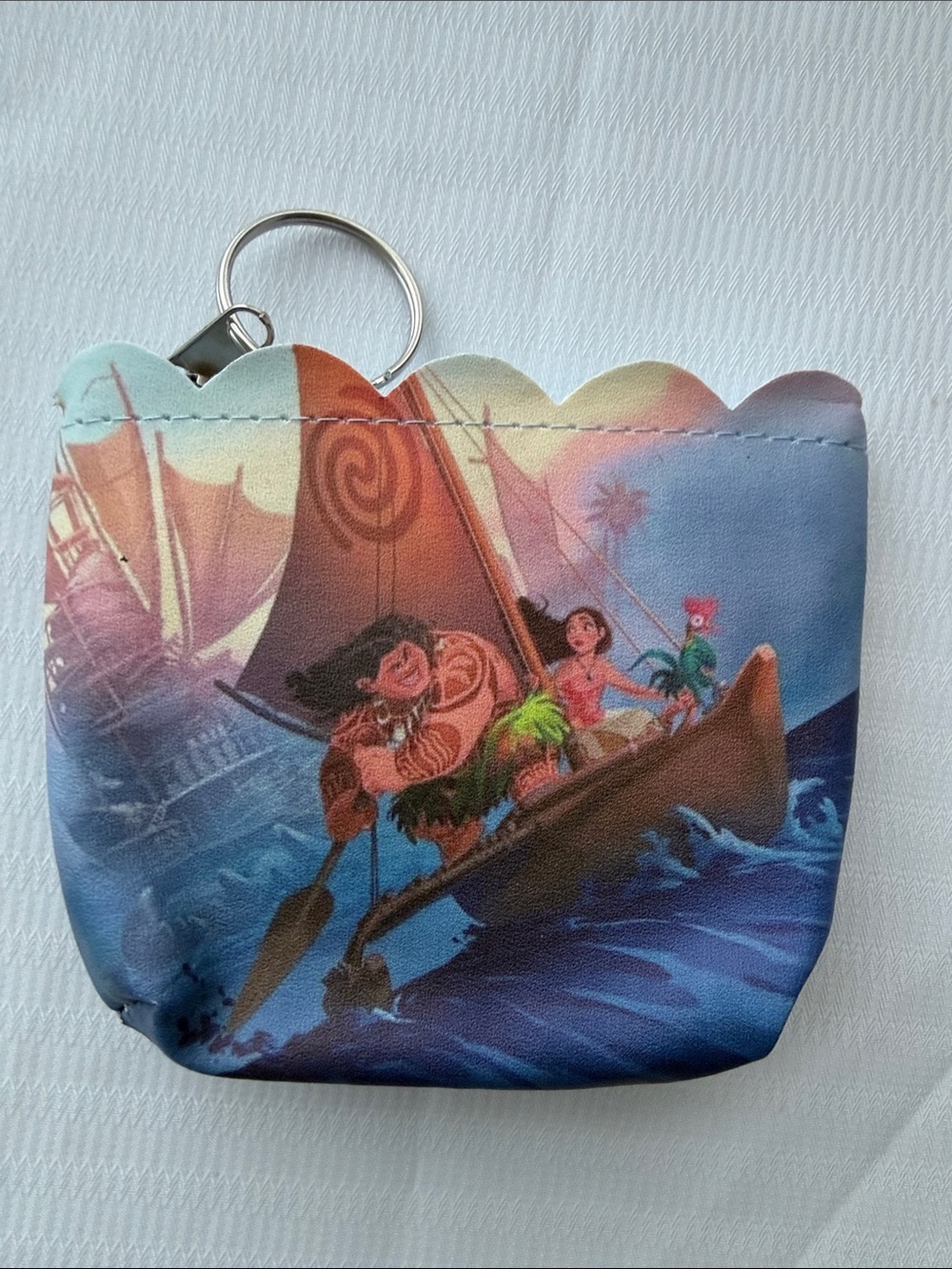 Moana Themed Scallop Coin Pouch - Blue & Coral